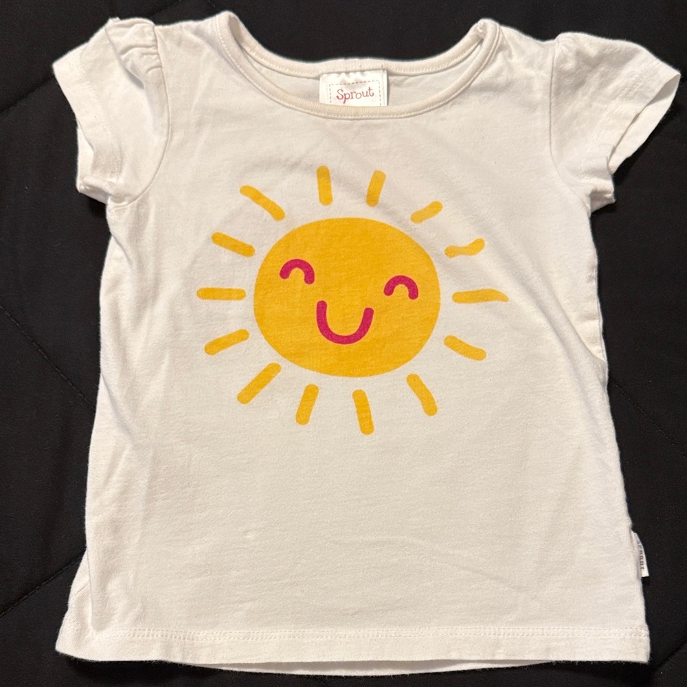 Kids' White Tee with Yellow Sun Design